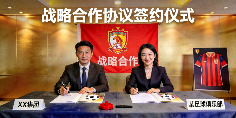 与某足球俱乐部签署战略合作协议的签约仪式